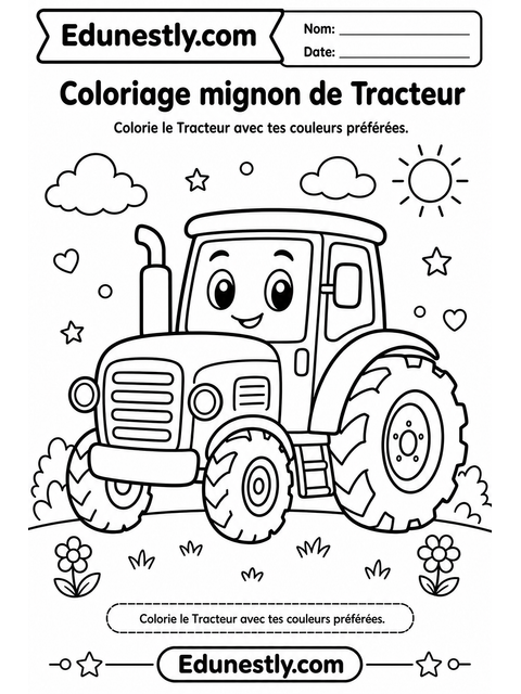 Coloriage mignon de Tracteur
