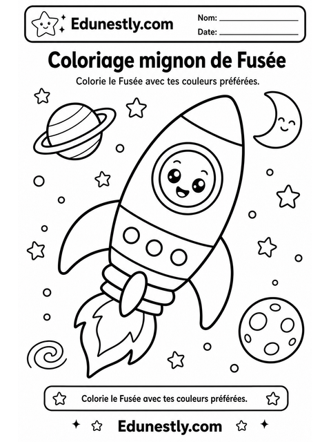 Coloriage mignon de Fusée