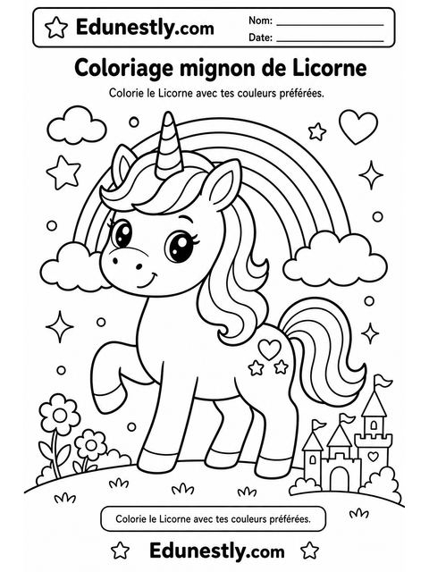 Coloriage mignon de Licorne