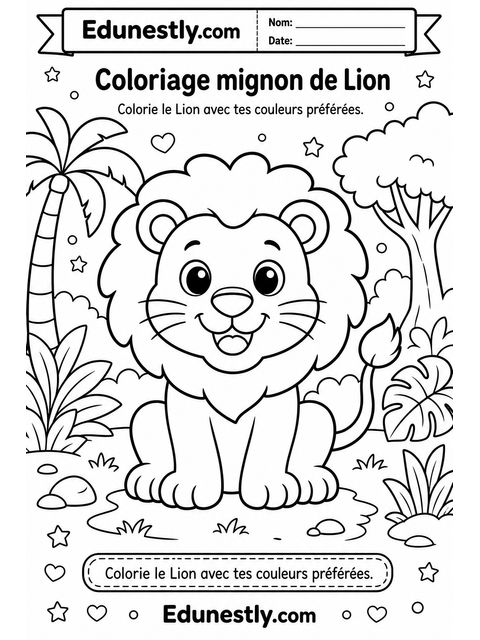Coloriage mignon de Lion