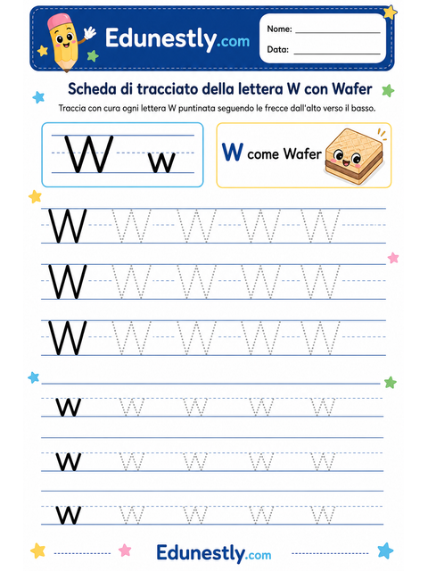 Scheda di tracciato della lettera W con Wafer