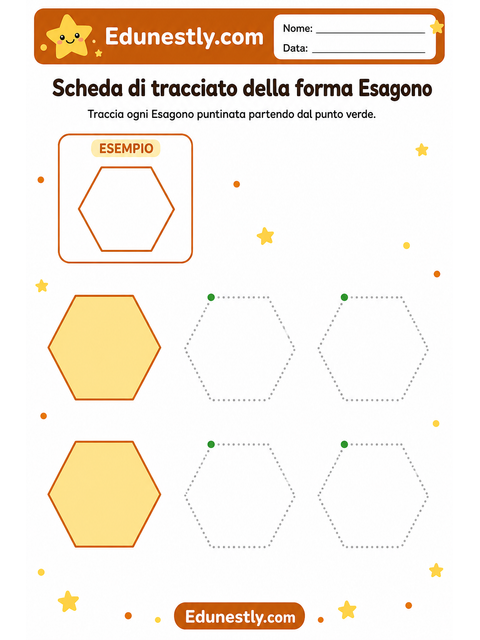 Scheda di tracciato della forma Esagono