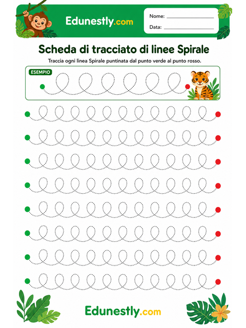 Scheda di tracciato di linee Spirale