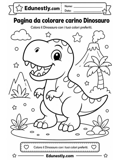 Pagina da colorare carino Dinosauro