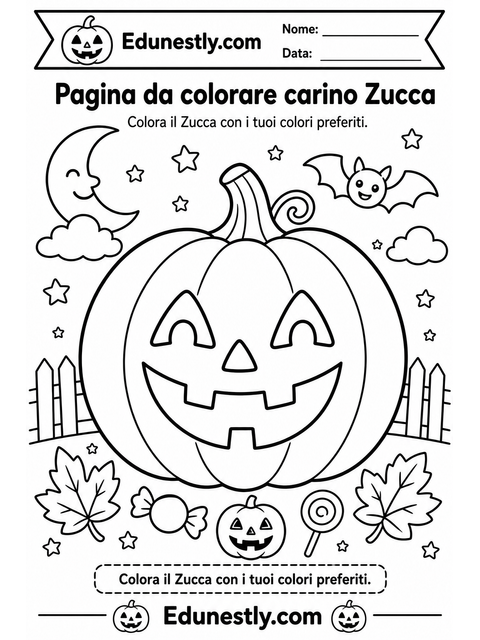 Pagina da colorare carino Zucca