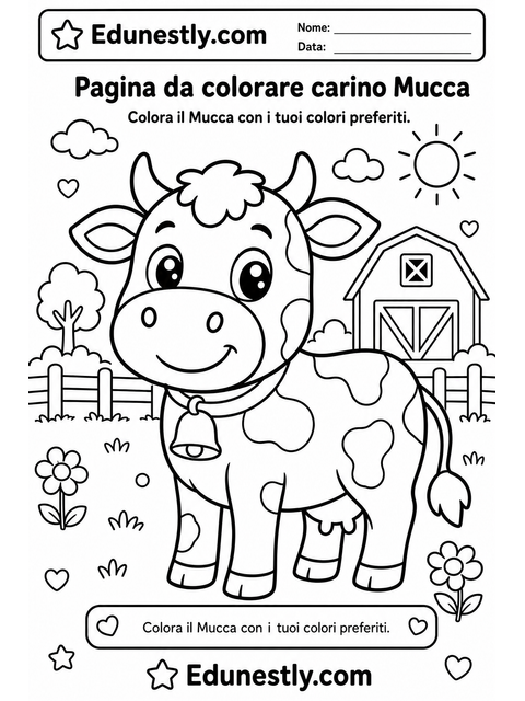 Pagina da colorare carino Mucca