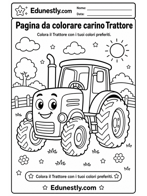 Pagina da colorare carino Trattore