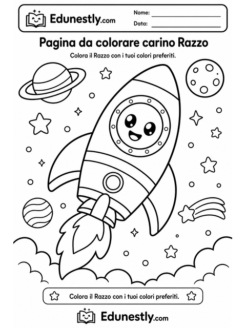 Pagina da colorare carino Razzo