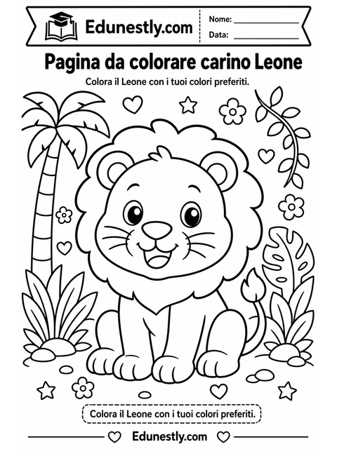Pagina da colorare carino Leone