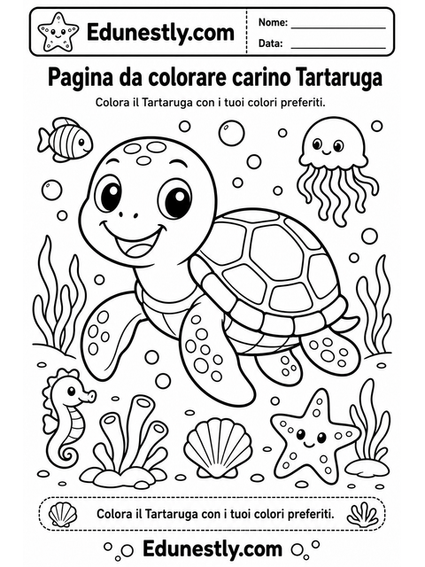 Pagina da colorare carino Tartaruga