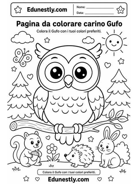 Pagina da colorare carino Gufo