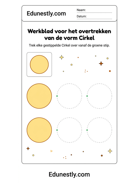 Werkblad voor het overtrekken van de vorm Cirkel