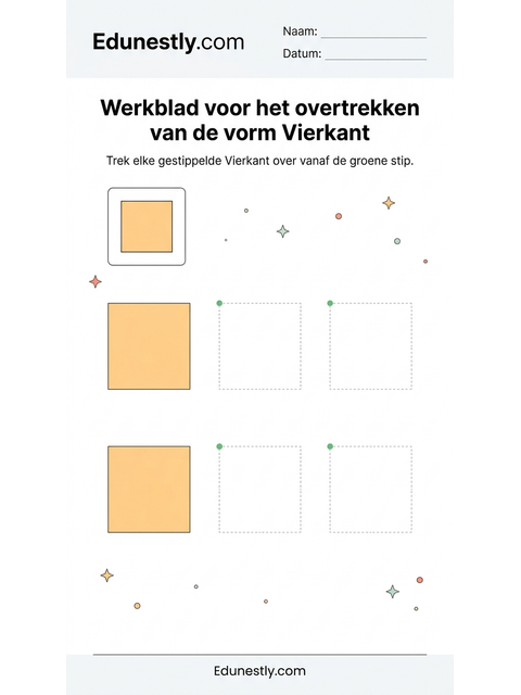Werkblad voor het overtrekken van de vorm Vierkant