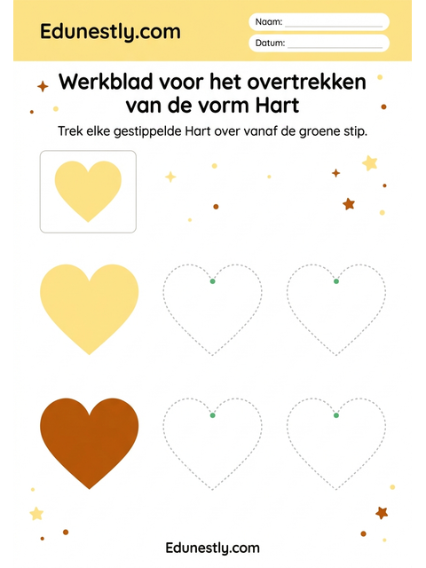 Werkblad voor het overtrekken van de vorm Hart