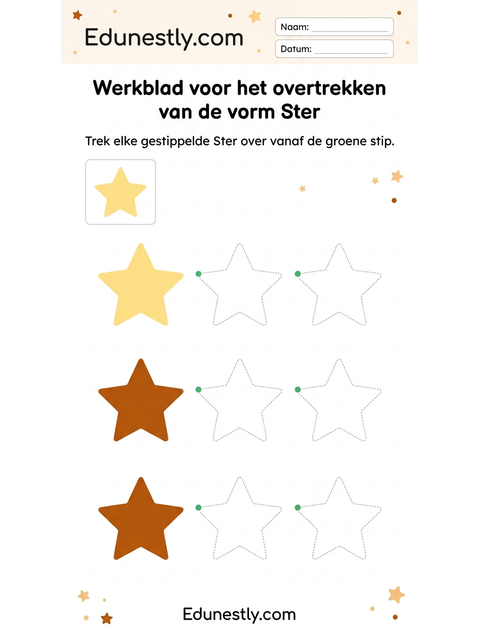 Werkblad voor het overtrekken van de vorm Ster