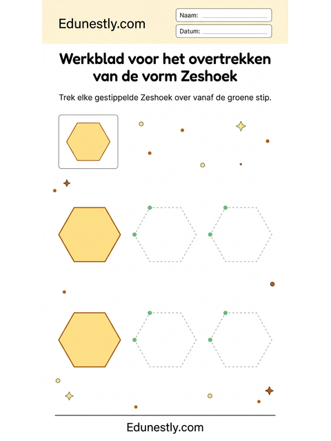 Werkblad voor het overtrekken van de vorm Zeshoek