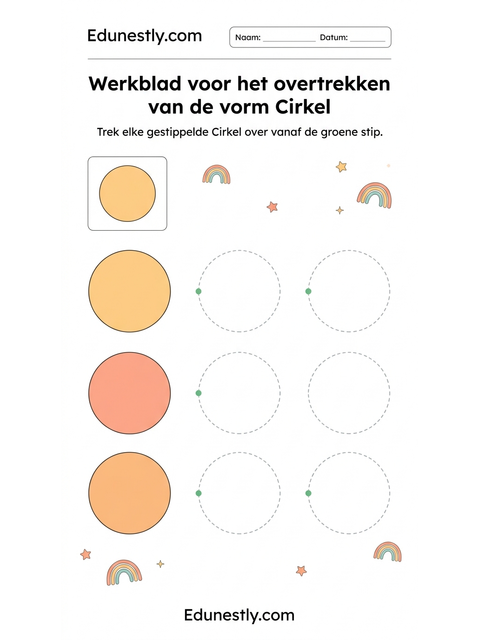 Werkblad voor het overtrekken van de vorm Cirkel