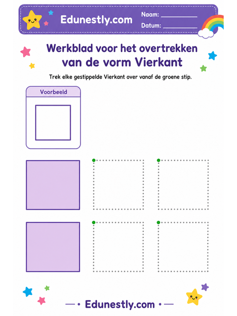 Werkblad voor het overtrekken van de vorm Vierkant