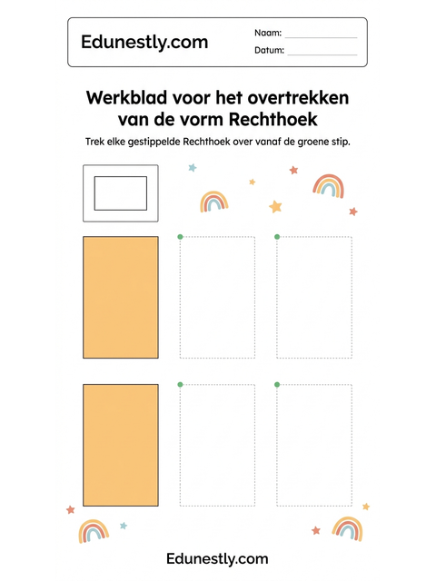 Werkblad voor het overtrekken van de vorm Rechthoek