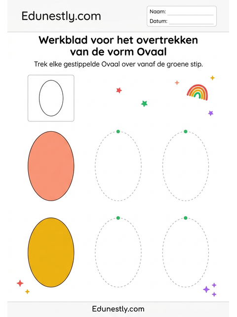 Werkblad voor het overtrekken van de vorm Ovaal