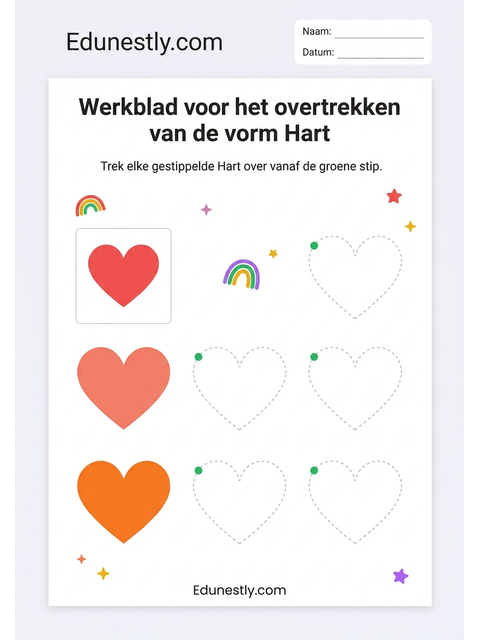 Werkblad voor het overtrekken van de vorm Hart