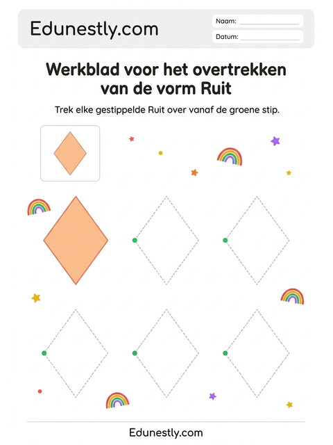 Werkblad voor het overtrekken van de vorm Ruit