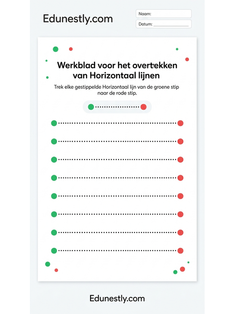 Werkblad voor het overtrekken van Horizontaal lijnen