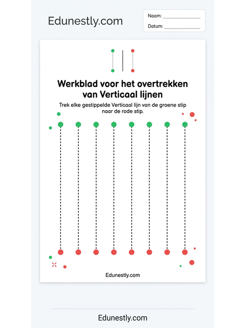 Werkblad voor het overtrekken van Verticaal lijnen