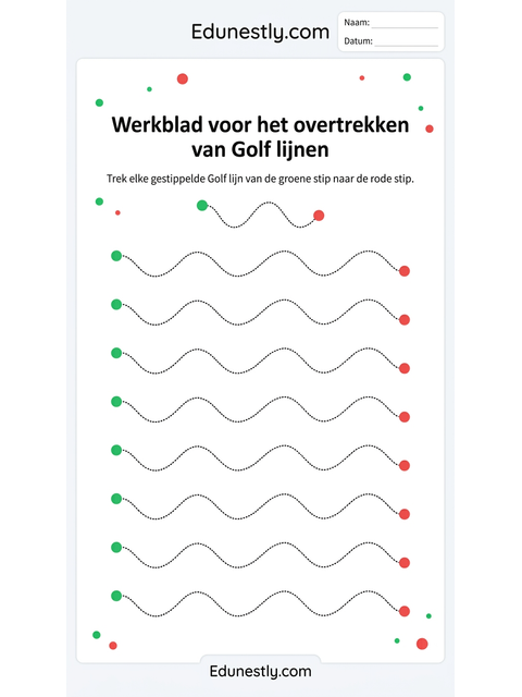 Werkblad voor het overtrekken van Golf lijnen