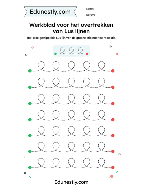 Werkblad voor het overtrekken van Lus lijnen