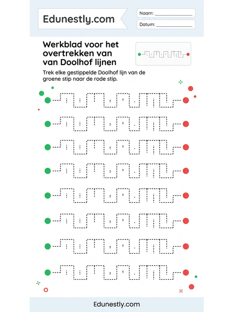 Werkblad voor het overtrekken van Doolhof lijnen