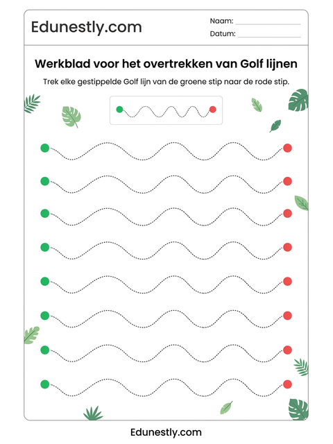 Werkblad voor het overtrekken van Golf lijnen