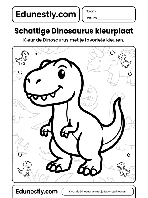 Schattige Dinosaurus kleurplaat