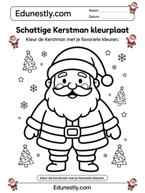 Schattige Kerstman kleurplaat