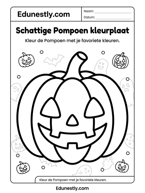 Schattige Pompoen kleurplaat