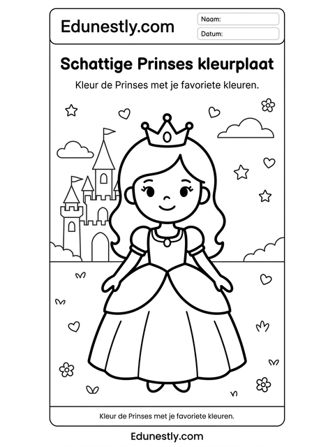 Schattige Prinses kleurplaat