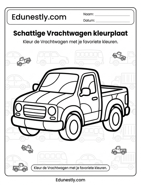 Schattige Vrachtwagen kleurplaat