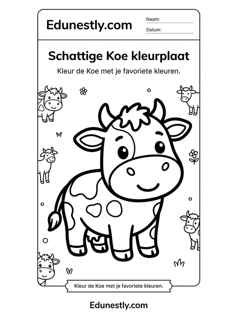 Schattige Koe kleurplaat