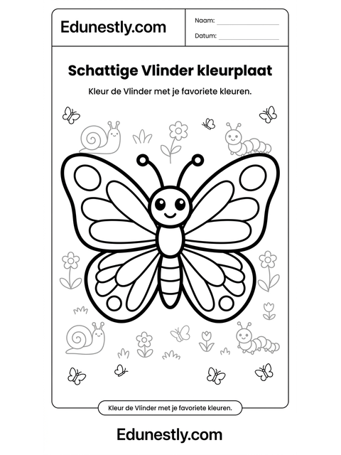 Schattige Vlinder kleurplaat
