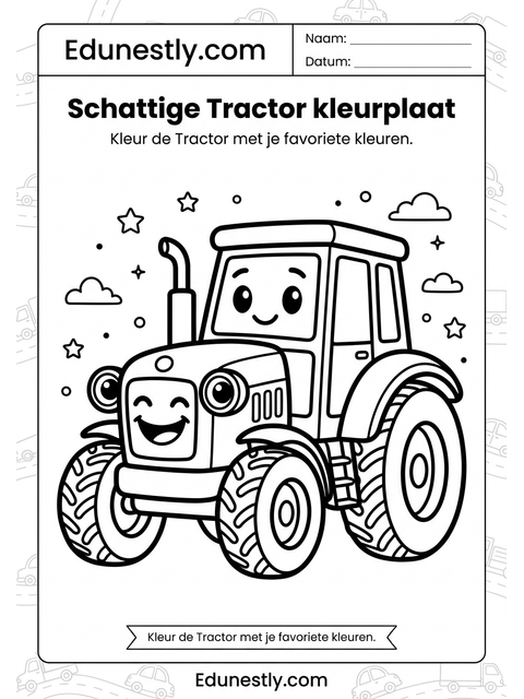 Schattige Tractor kleurplaat