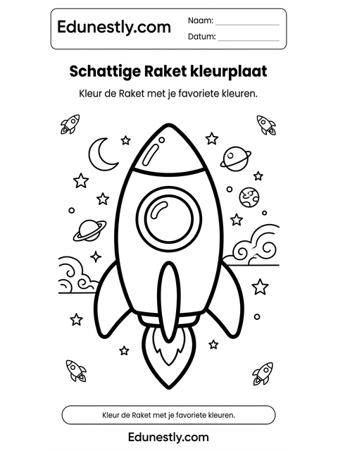 Schattige Raket kleurplaat