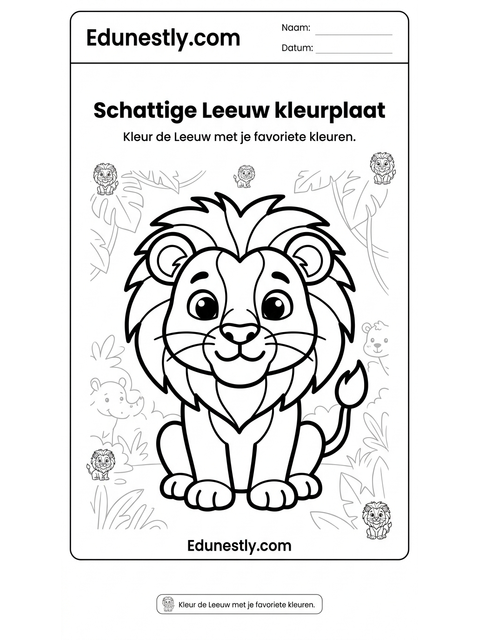 Schattige Leeuw kleurplaat