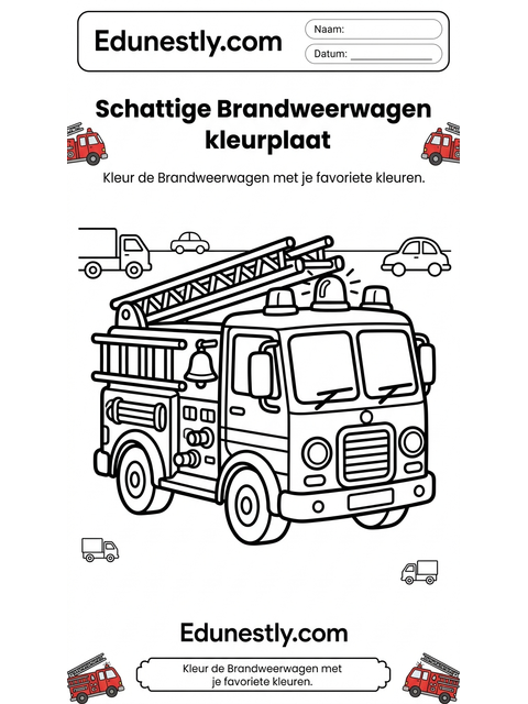 Schattige Brandweerwagen kleurplaat