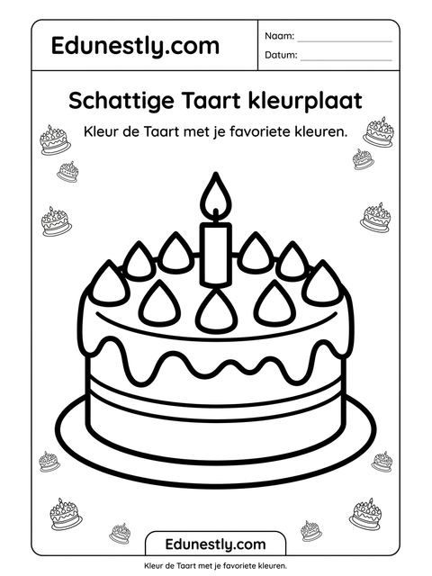 Schattige Taart kleurplaat