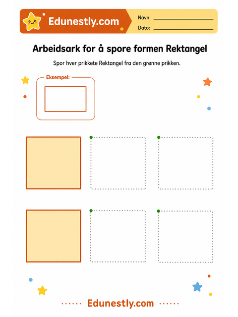 Arbeidsark for å spore formen Rektangel