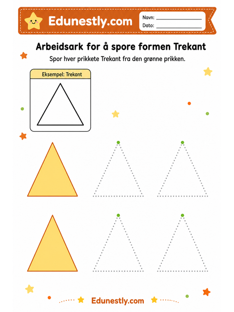 Arbeidsark for å spore formen Trekant