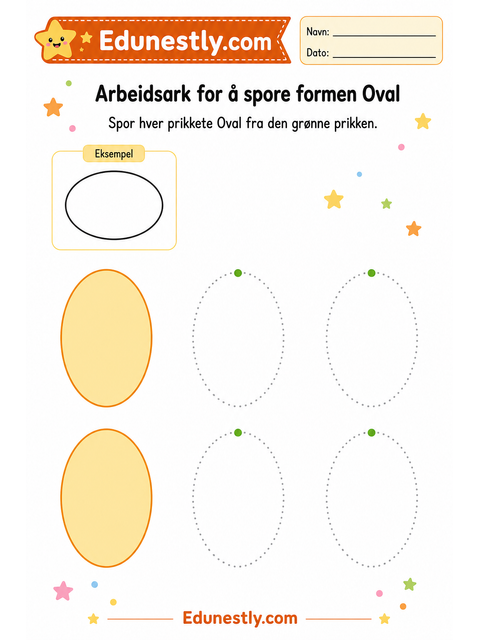 Arbeidsark for å spore formen Oval