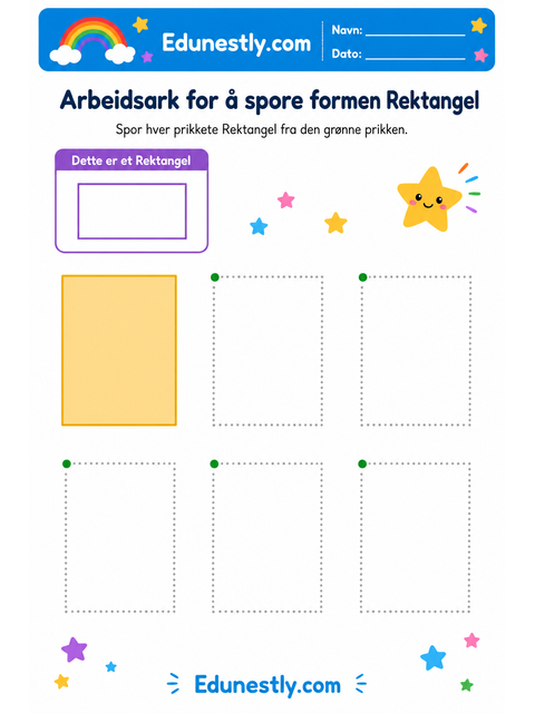 Arbeidsark for å spore formen Rektangel