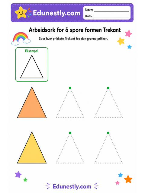 Arbeidsark for å spore formen Trekant