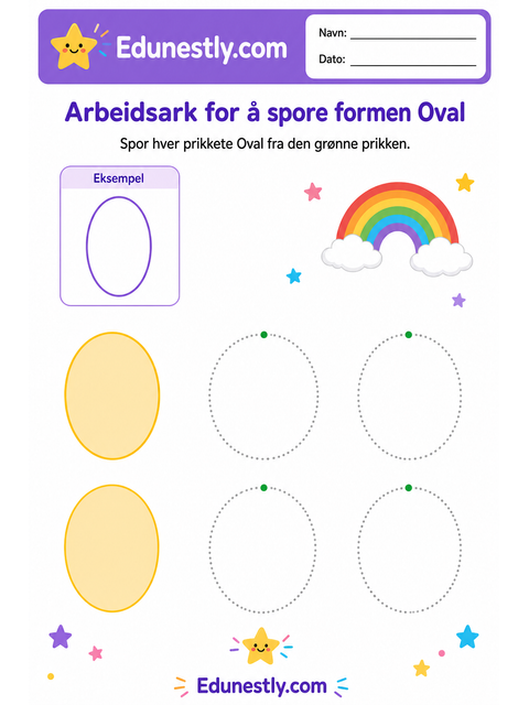 Arbeidsark for å spore formen Oval